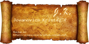 Jovanovics Kristóf névjegykártya